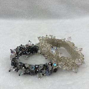 Pier l Crystal Beaded Bracelets Magnet Closure Clear / Black 7”